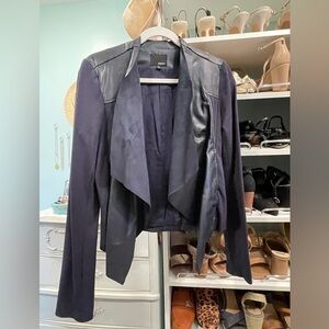 Edyson Faux Leather and Suede Navy Women's Blazer